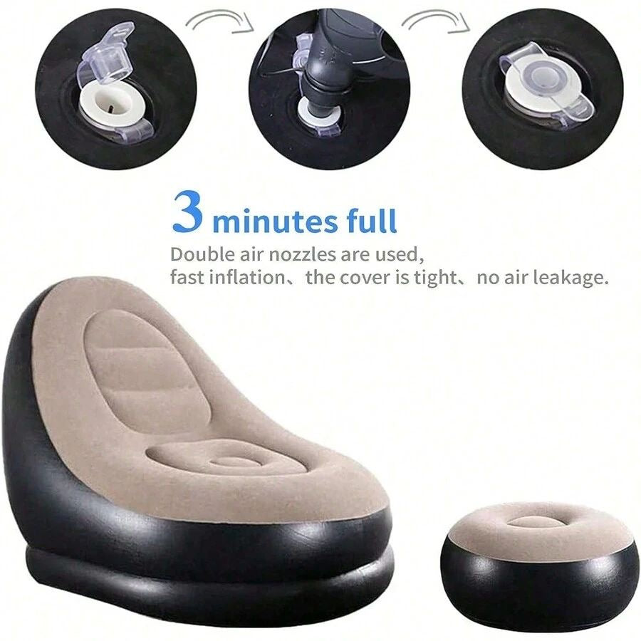 Inflatable Sofa with Household Air Pump, Air Inflatable Sofa Couch Chair with Footstool