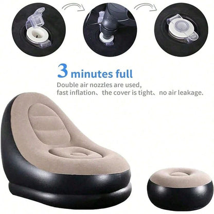 Inflatable Sofa with Household Air Pump, Air Inflatable Sofa Couch Chair with Footstool