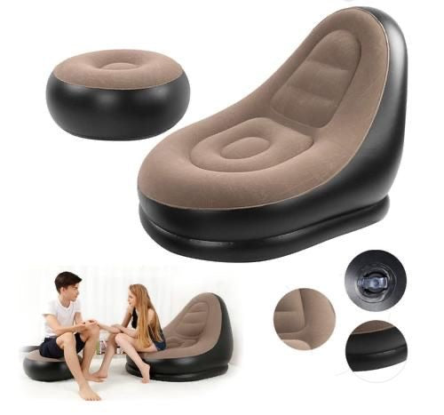 Inflatable Sofa with Household Air Pump, Air Inflatable Sofa Couch Chair with Footstool